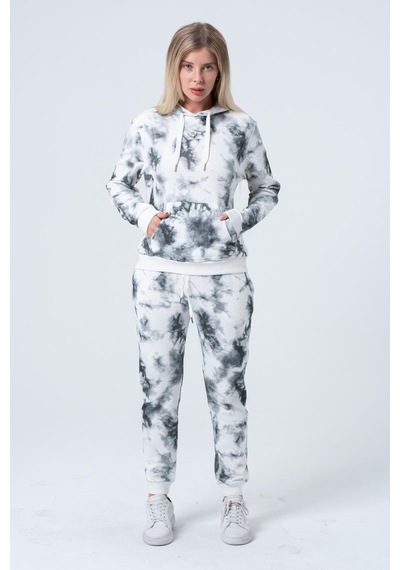 Kadın Batik Kapüşonlu Sweatshirt Gri