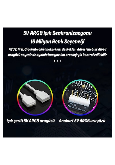 Argb Ekran Kartı Kablo Kılıfı Beyaz 5v 3-pin