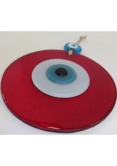 Kırmızı Nazar Boncuğu 12cm El Yapımı Cam Boncuk