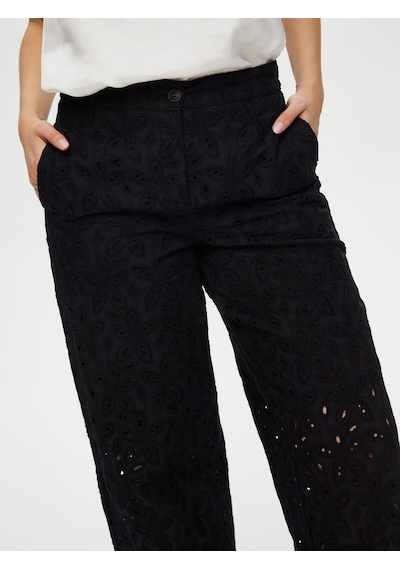 Faik Sönmez Wide Leg Fit Brode Nakış Detaylı Pantolon S25pnt039 Us25pnt03910 Siyah