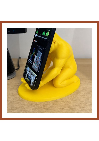 Bezos 3d Baskı Goril Telefon Tutucu - Kaslı Goril Masaüstü Telefon Standı-sarı Pro Standart
