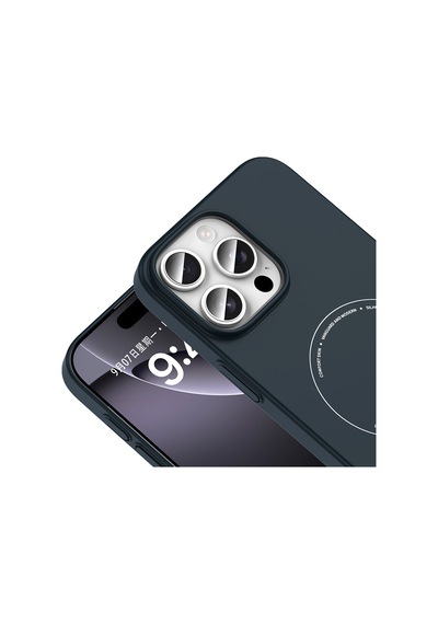 iPhone 16 Pro Max Kılıf M-safe Şarj Özellikli Kamera Korumalı Zore Elio Sert Pc Kapak - Lacivert