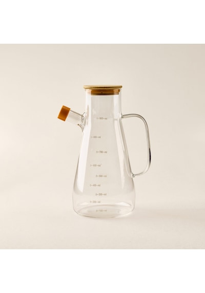 Bambu Kapaklı Cam Yağlık - Şeffaf - 900 Ml Çok Renkli