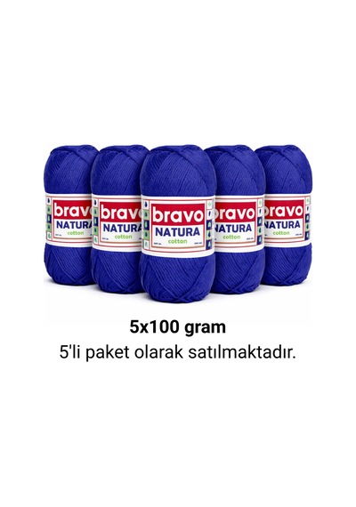 Natura Cotton Saks Mavi 601 Pamuk İplik 100gr 200mt Örgü İpi Amigurumi İpi