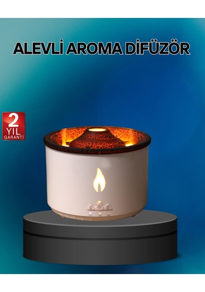 Alev Efektli Buhar Makinesi Aromaterapi, Nemlendirme Ve Işık Modlu Tasarım