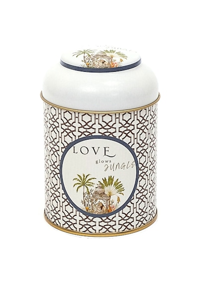Forrest Grey Love Desenli Yuvarlak Metal Kutu, 9 X 11 Cm, 0.6 Lt