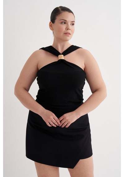 Myline Moda Metal Toka Detaylı Halter Top Siyah