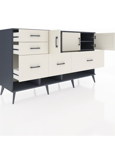 Hyperion Konsol 3 Raflı 5 Çekmeceli 3 Kapaklı 176x44x99 Antrasit- Antrasit-aytaşı Hyperion Konsol 3 Raflı 5 Çekmeceli 3 Kapaklı 176x44x99 Antrasit- Antrasit-aytaşı