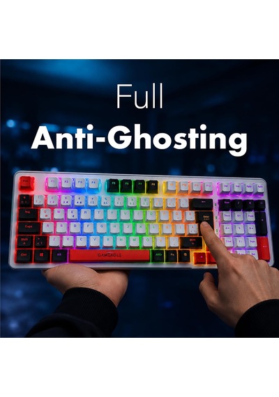 Troya Mix Rgb Mekanik Oyuncu Klavyesi, Kablosuz 3 Mod, Red Switch, Full Anti-ghosting, 4000 Mah, Türkçe Q, Numpad Kar