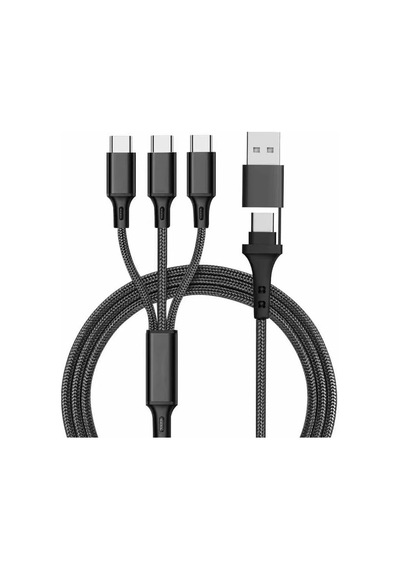 Cr40 100w Type-c Ve Usb'den 3 Adet Type-c'ye Pd Hızlı Şarj Örgü Kablo 3in2 Emark Çipi 20v5a