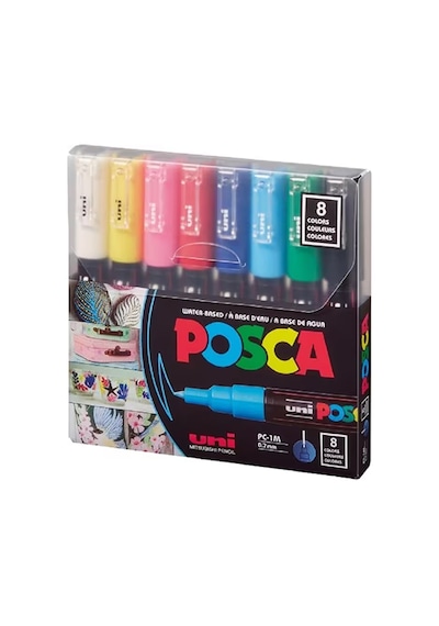 Uni-ball Markör Boyama Posca Su Bazlı 0.7 Mm Anarenk 8 Li
