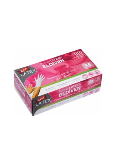 100 Adet Latex Eldiven M Beden Dmk Pudralı Lateks Eldiven