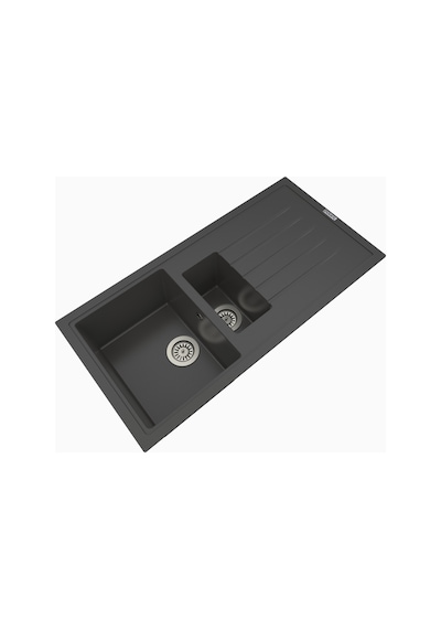 Polex Cristalüx Granit Evye P-01 Antrasit 1.5 Gözlü Tezgah Altı Ve Tezgah Üstü Mutfak Evyesi 99x49.5 CM
