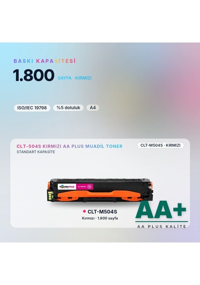 Samsung Clt-m504s Kırmızı Uyumlu Toner Aa Plus / Clp-415 / Clx-4195 / Xpress C1810 / C1860