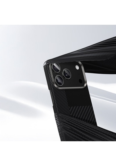 Apple Uyumlu iPhone 17 Pro Kılıf M-safe Özellikli Karbon Fiber Benks Montage Armorair Kevlar Kapak Siyah