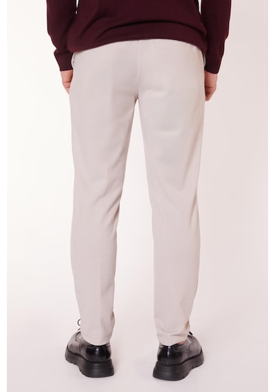 Braccas Erkek Yandan Cepli Beli Yarım Lastikli Slim Fit Chino Bej Pantolon Bej