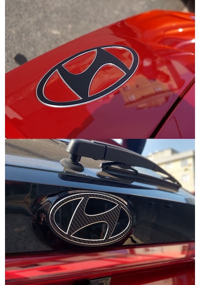 Hyundai İ20 Amblem Kaplama Sticker Set - Mat Karbon Siyah