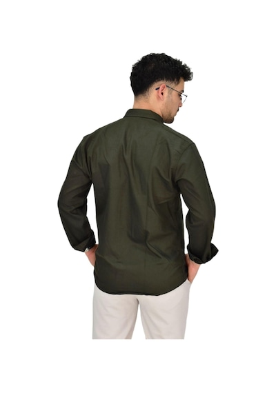 Erkek Spor Likralı Gömlek Bgl-st04343 Yeşil
