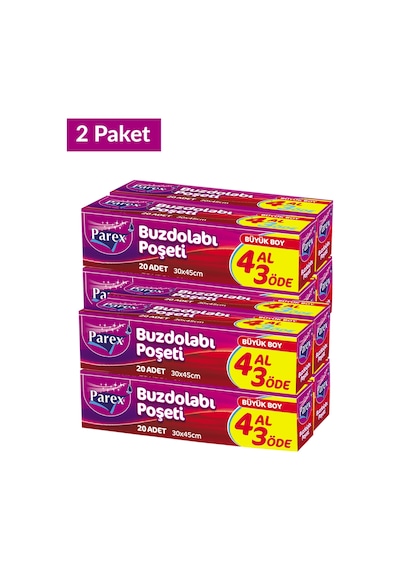 Buzdolabı Poşeti Büyük Boy 4 Al 3 Öde 4 20 30 X 45 Cm İkili Set
