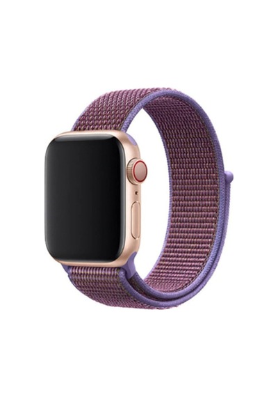 Apple Watch 3 Series 38mm Uyumlu Kordon Spor Loop Silikon Hasır Örgü Lilac Kordon Kayış