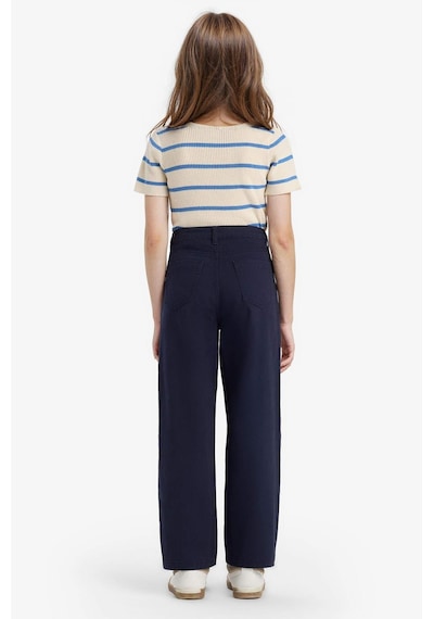 Defacto Kız Çocuk Straight Fit Geniş Bol Paça Cepli Pamuklu Okul Pantolonu C9471a825aunv253 Lacivert