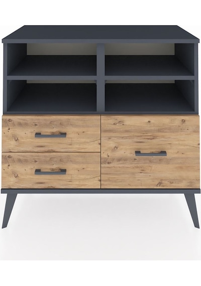 Hyperion Şifonyer 4 Raflı 3 Çekmeceli 88x44x80 Antrasit-antrasit/çam Antrasit/çam