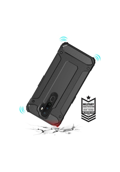 Noktaks - Oppo A5 2020 Uyumlu - Kılıf Çift Katman Zırh Tank Crash Military Kapak - Gold