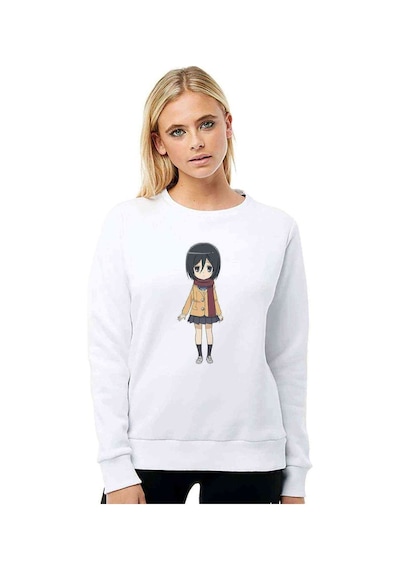 Anime Attack On Titan Baskılı Beyaz Kadın Sweatshirt (528299807)