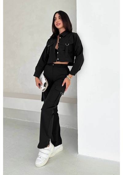 Asprin Fashion Kemerli Detay Gömlek Siyah Siyah