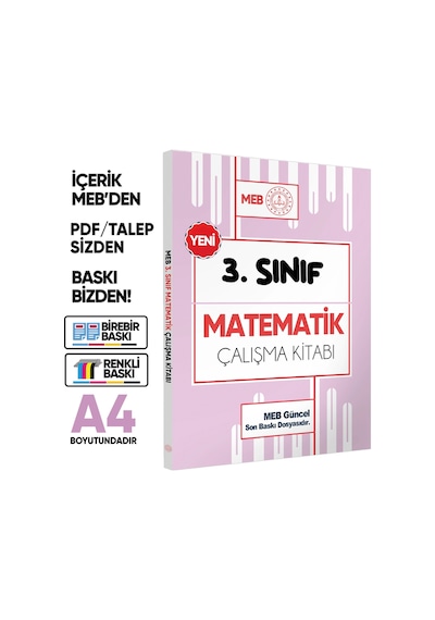 MEB ÖDM İlkokul 3.Sınıf Matematik Çalışma Kitabı Alıştırmalı/Etkinlikli S. Bankası BASKI ÜCRETİ