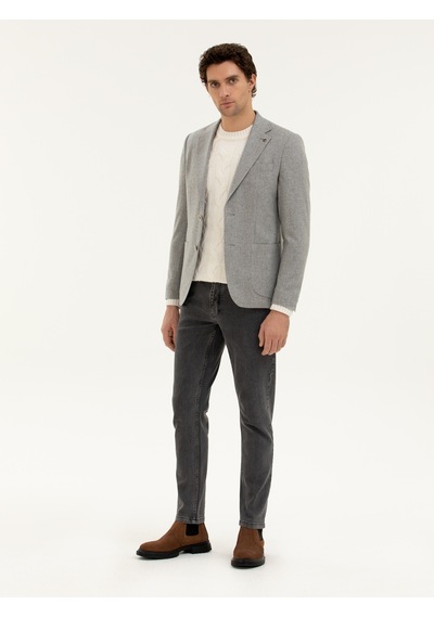 Cacharel Gri Slim Fit Kaşmir Ceket