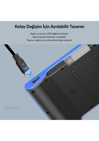Uninet 15 Metre 3 Kameralı Kayıt Yapabilen Sert Kablolu Endoskop Yılan Kamera