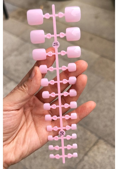 Ayak Takma Tırnak Pembe 24 Adet Ayak İçin Takma Tırnak Ds11 Şeker Pembe