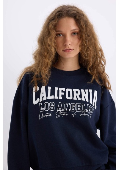 DeFacto Loose Fit Bisiklet Yaka Baskılı Kalın Kumaş Sweatshirt E3390AXNSNV44 DeFacto Loose Fit Bisiklet Yaka Baskılı Kalın Kumaş Sweatshirt E3390AXNSNV44