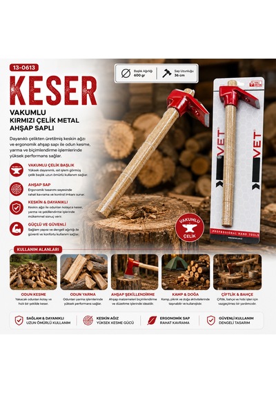 Çelik Keser Ahşap Saplı
