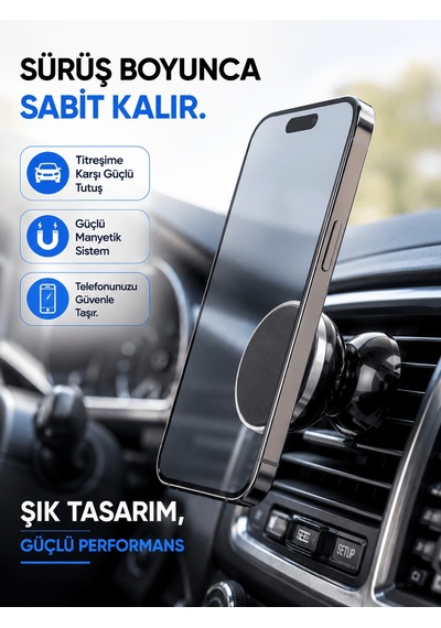 Mıknatıslı Araç İçi Telefon Tutucu Havalandırma Izgarasına Takımı