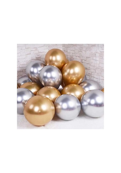 Metalik Parlak Gri Gümüş Gold Altın Rengi 12 Inç Balon 20 Adet Gri Gold Gri Gold