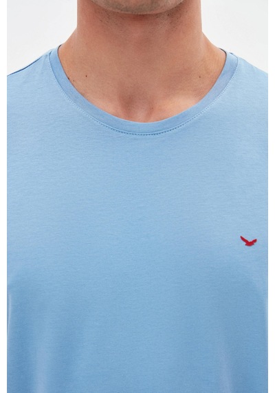D's Damat Ds Damat Regular Fit Açık İndigo Düz Nakışlı %100 Pamuk T-shirt 4hc140632006m 7069341
