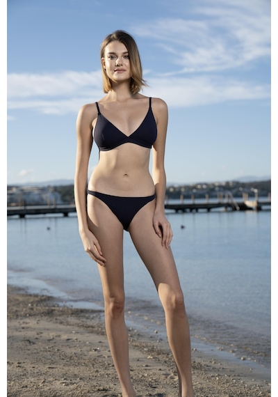 Estiva Bantlı Toparlayıcı Üçgen Bikini Takımı - Siyah