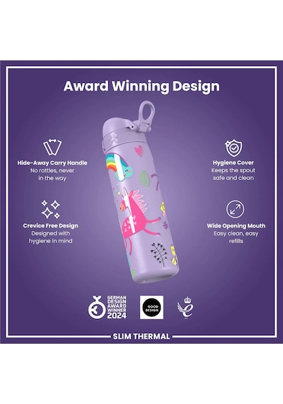 Ion8 - İnce Su Termosu - Mor Unicorn - 500 Ml - Sızdırmaz Çok Renkli