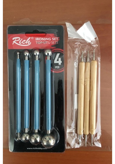 Esmay Çiçek Ütüsü 4'lü Set Top Ütü Metal Top Ütü 4 Lü Set Ve Aliminyum Kabartma Seti Gnsrkfaz939 124-Pembe