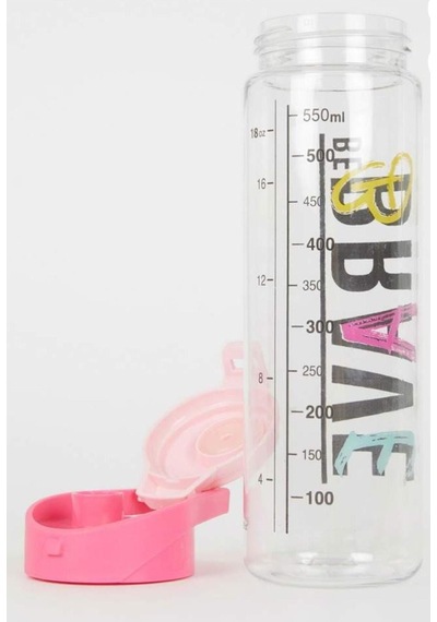 Renkli Matara 550 Ml Spor Matarası, Renkli Suluk Okul Matarası Pembe Şeffaf Pembe