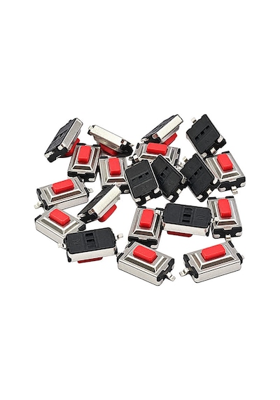 50 Adet 3x6x2.5 Mm Smd Tact Switch 2 Pin Anlık Basmalı Mikro Buton - Kırmızı