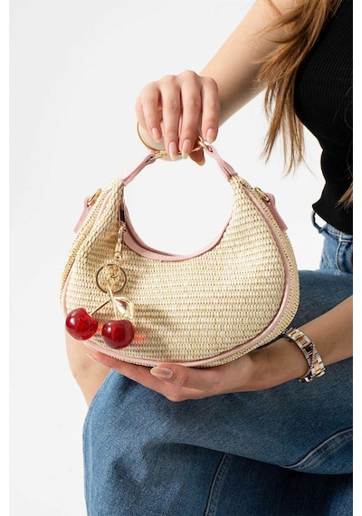 By-kuss Cherry Woven Omuz Çantası Siyah