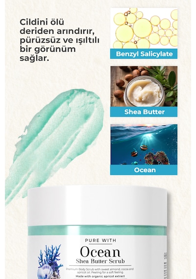 Okyanus Esintili Shea Butter Scrub Besleyici Arındırıcı Nemlendirici Vücut Peelingi 280 Gr