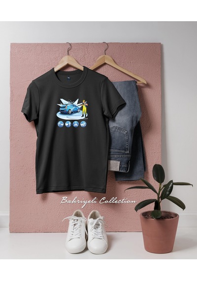 Oversize Car Wash Oto Yıkama Tasarımlı Unisex T-shirt Siyah