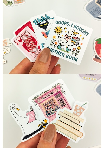 Kitap Temalı Sticker Paketi 20 Parça Bookish Kaliteli Su Geçirmez Laptop Termos Telefon Etiket Seti
