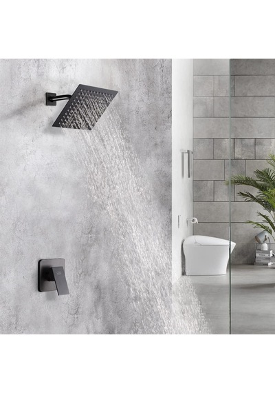 Mat Siyah Ankastre Duş Seti Sıva Altı Yağmurlama Duş Başlığı Duvara Monte Banyo Tepe Başlığı Siyah