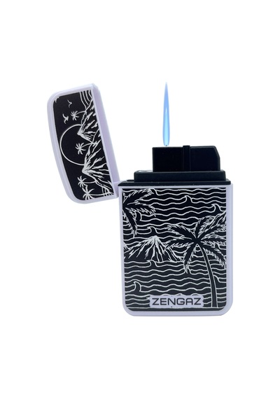 Zengaz Cool Tasarım Jet Alev Çakmak - Midnight Coast Beyaz