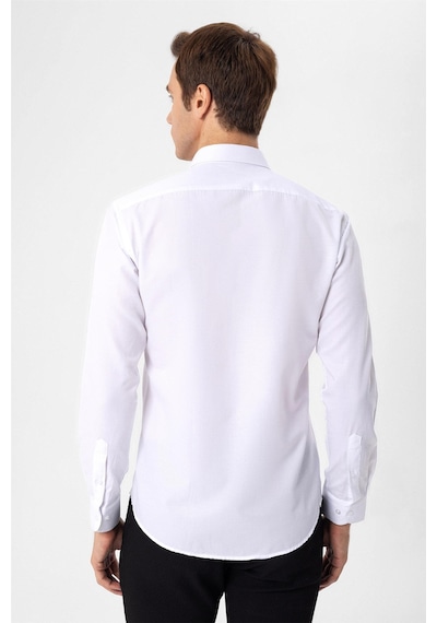 Süvari Beyaz Slim Fit Armürlü Klasik Yaka Gömlek Beyaz Süvari Beyaz Slim Fit Armürlü Klasik Yaka Gömlek Beyaz